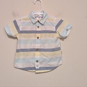 Baby bum button down Striped Shirt  Blue and Yellow with white size 18 months